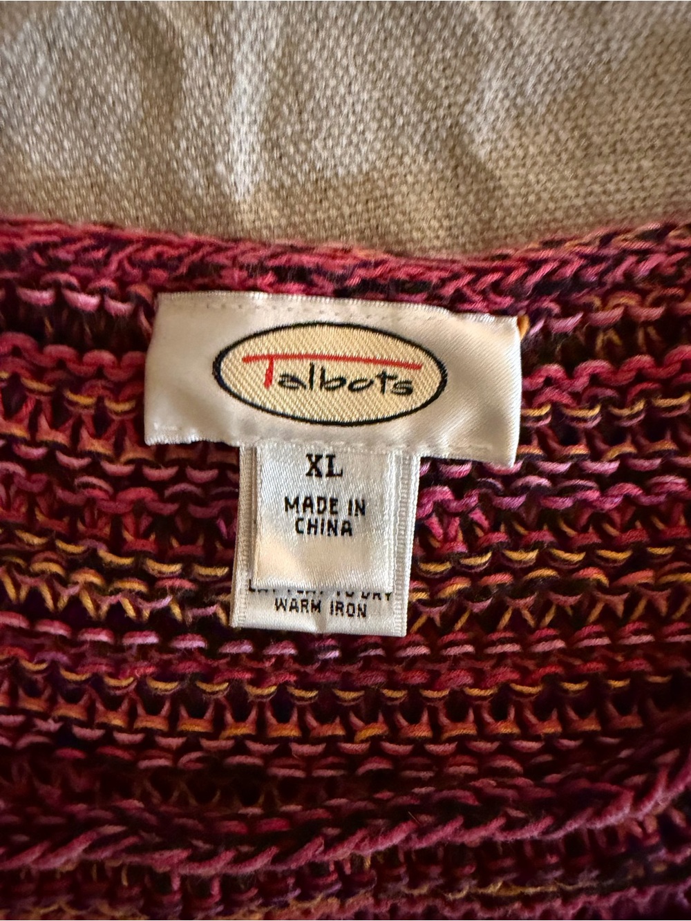 Talbots Marled Berry and Gold Scoop Neck Sweater